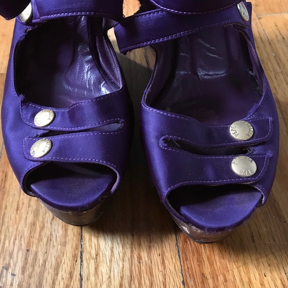 PATRIZIA PEPE purple satin platform wedges - Picture 6 of 14